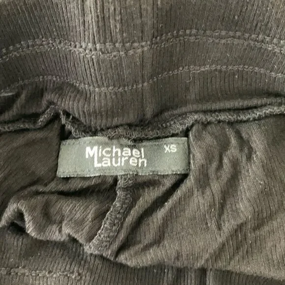 NEW Revolve Michael Lauren Black Rib Haren Prisoner Tie String Waistline XS
